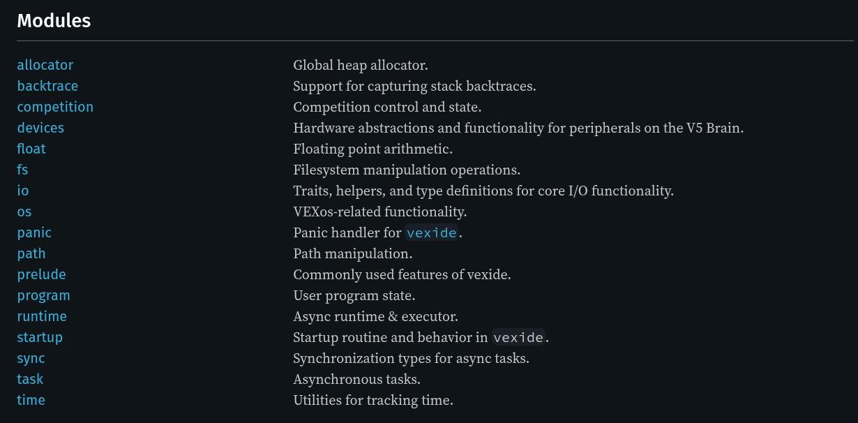 top-level modules in vexide 0.7.0